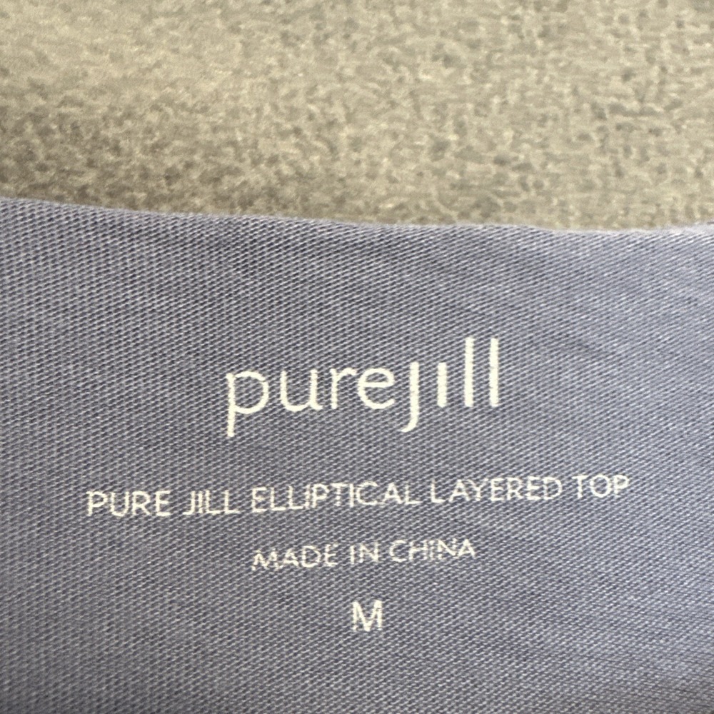 J. Jill Pure Jill Elliptical Layered Top Size M Blue Cotton Modal Lagenlook - Picture 2 of 7
